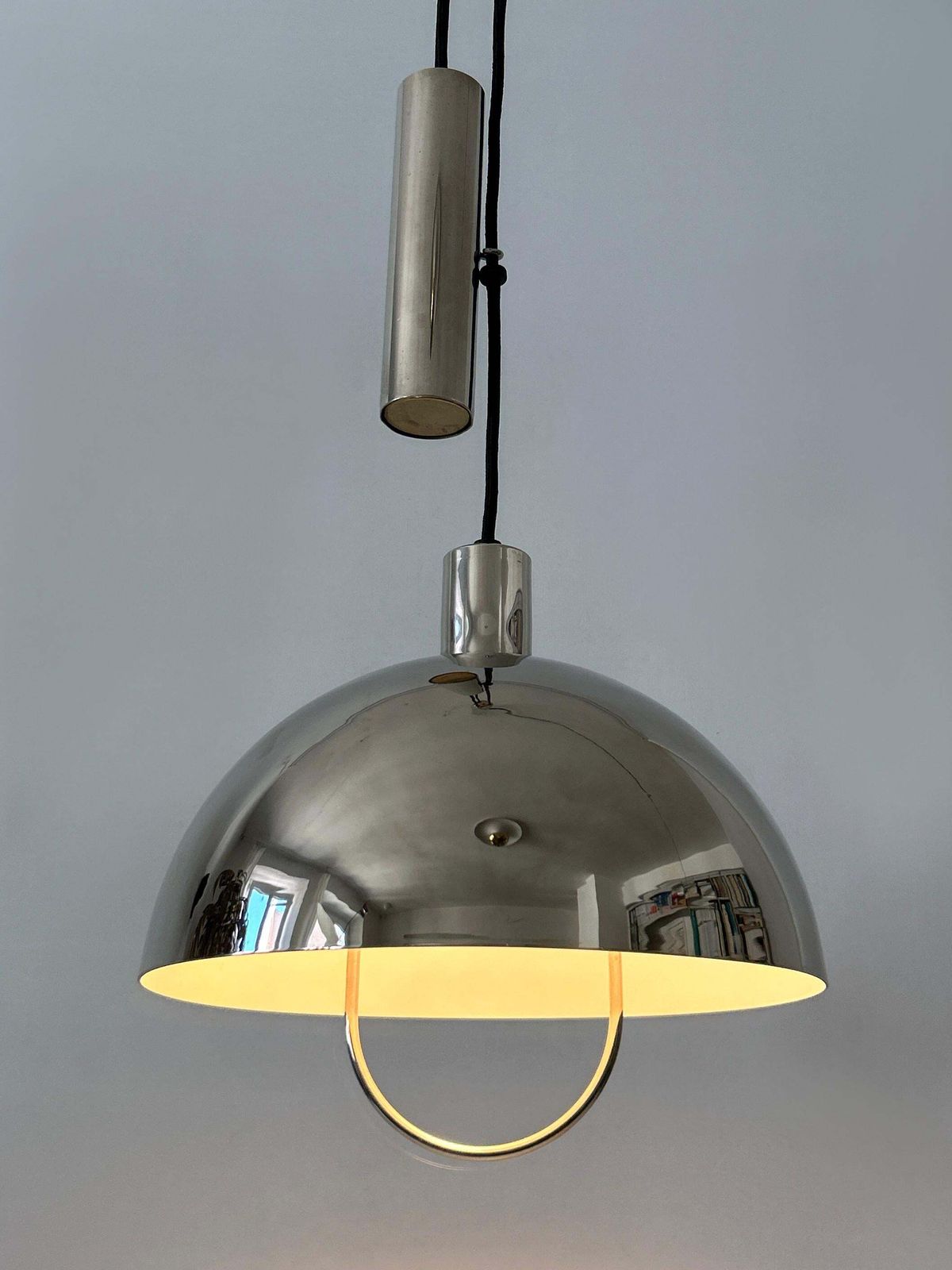 photo vinterior Early Tecnolumen Pulley Pendant Lamp Bauhaus Hmb 25/300 By Marianne Brandt 1980s