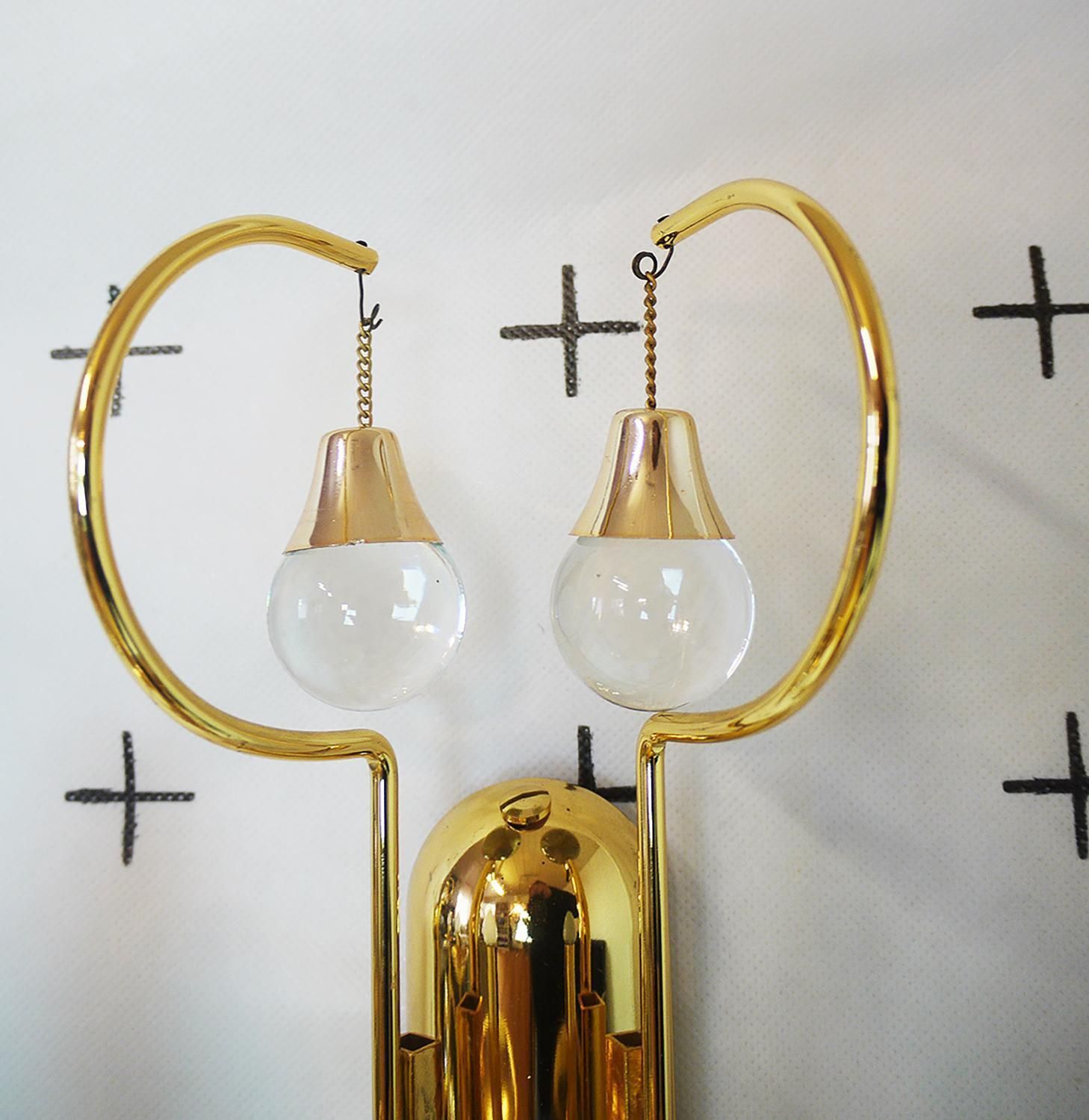 Murano Teardrop Wall Sconces Glass & Gilt Brass By Gaetano Sciolari, Set Of 2 photo 2147.0