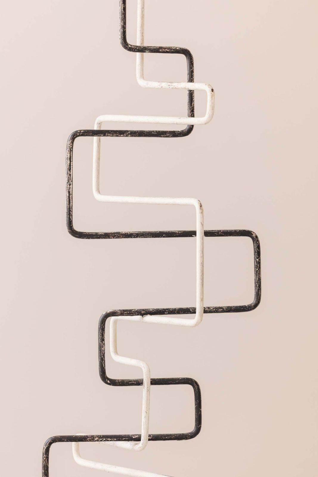 Art Metal And Stone Zigzag Sculpture, Created In France During The 1960s. photo