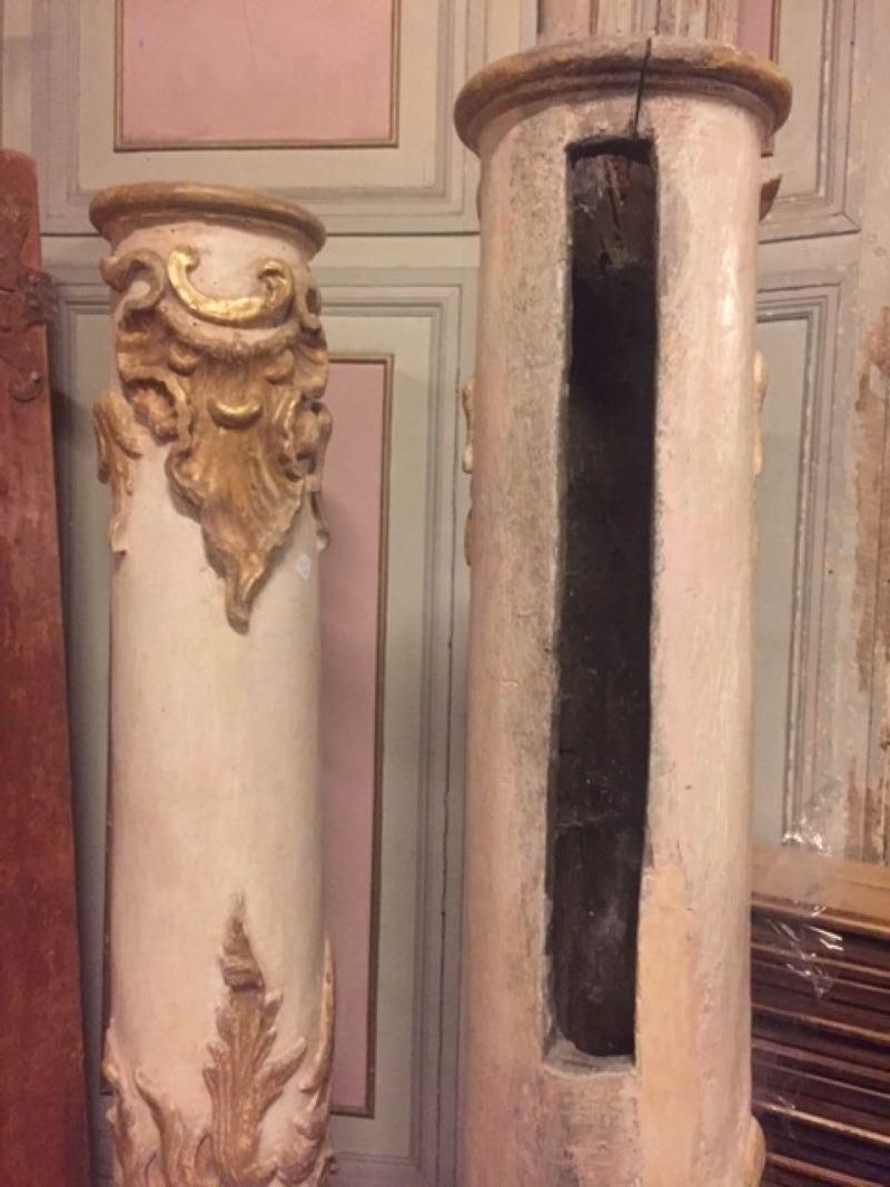 Pair Of Interior Columns In Carved, Lacquered And Gilded Wood, Italy photo Home Decor