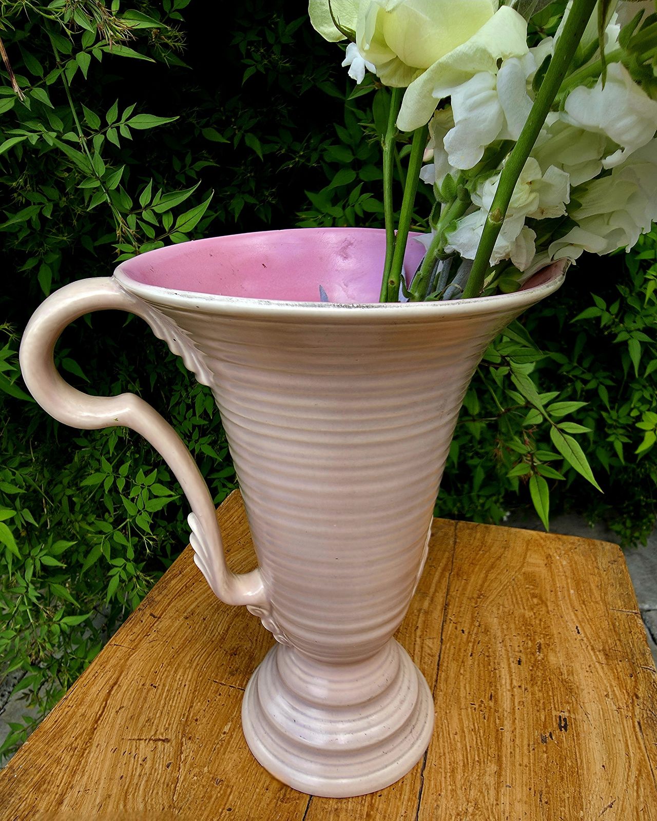 Magnificent And Unique 1920's Royal Falconware Vase In Pale Strawberry Cream