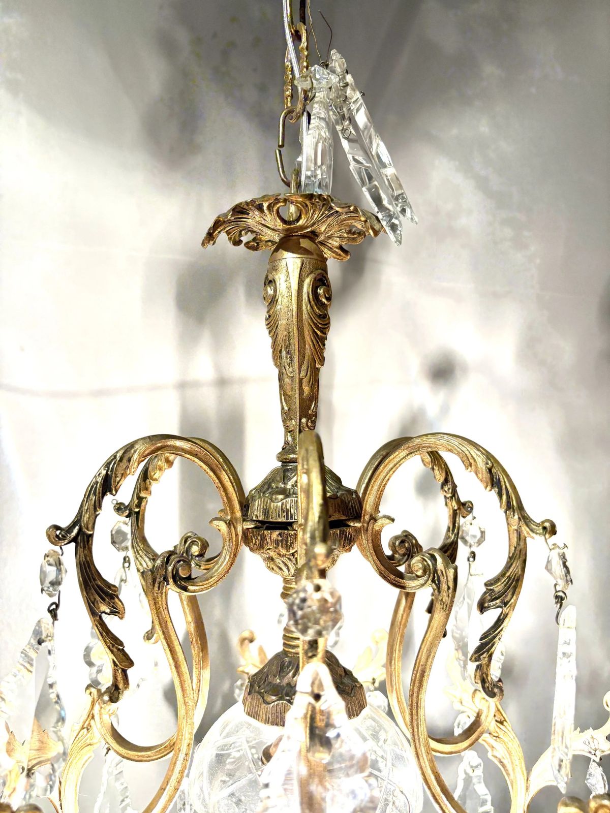 Italian Florentine "Birdcage" Crystal Chandelier photo vintage