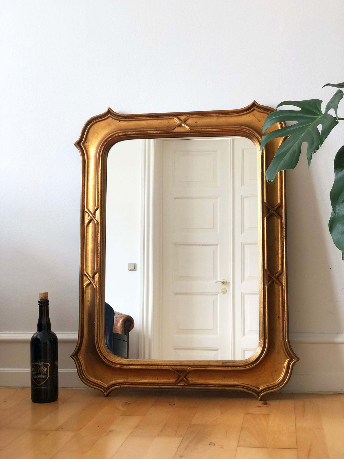 Large Vintage Giltwood Wall Mirror – Napoleon III Style, Belgium, 1970s photo vinterior