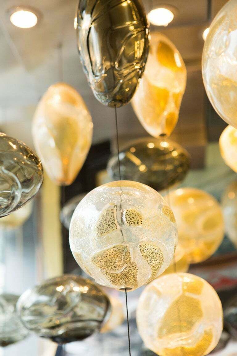 Exquisite Handblown Glass Chandelier Light Installation By Ken Gangbar photo vintage
