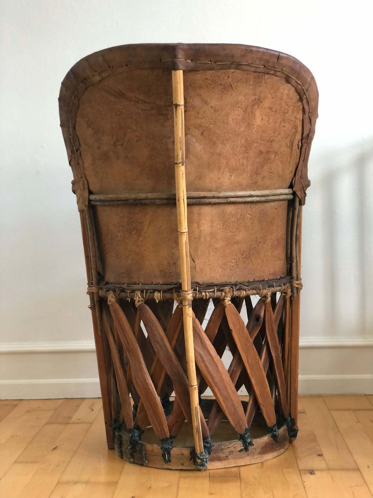 Furniture Mexican Equipale Folk Art Chair With Hand Painted Bullfight Scene 1930s photo