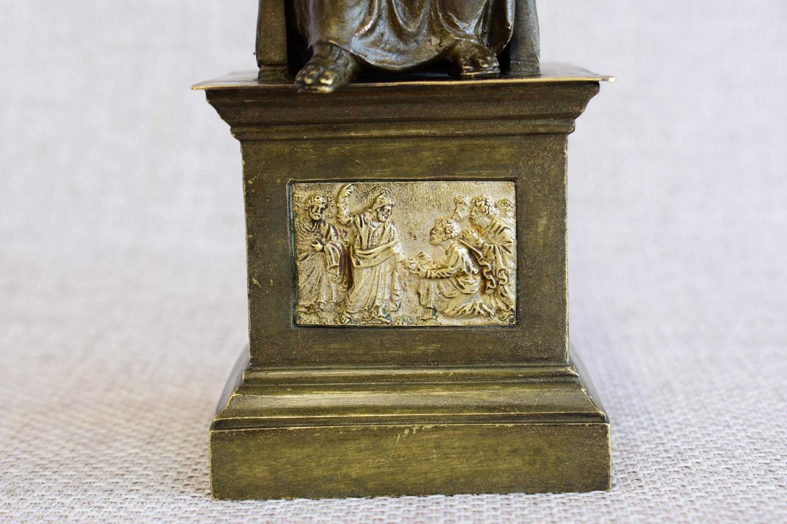 Saint Peter On The Throne Statue Bronze, Antique French St Petrus Figurine, Catholic Gift First Pope photo Home Decor