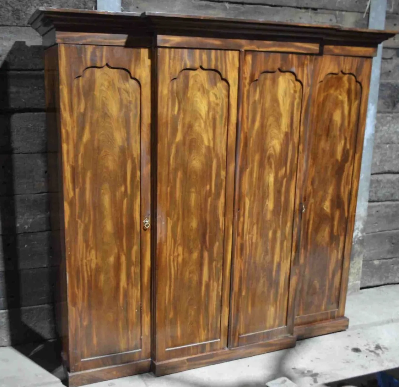 Victorian Breakfront Four Door Mahogany Wardrobe