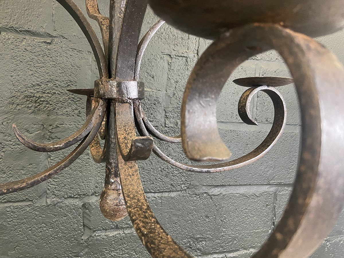 photo for sale French Antique Wrought Iron Candle Chandelier