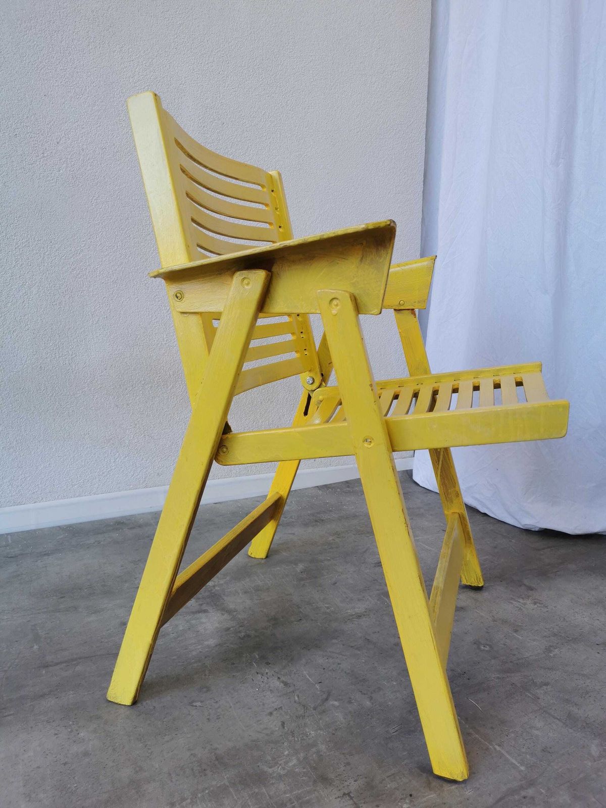 Vintage Yellow Folding Rex Armchair By Niko Kralj For Stol Kamnik / 1970s Yugoslavia / Mid Century Modern Deign Chair photo for sale