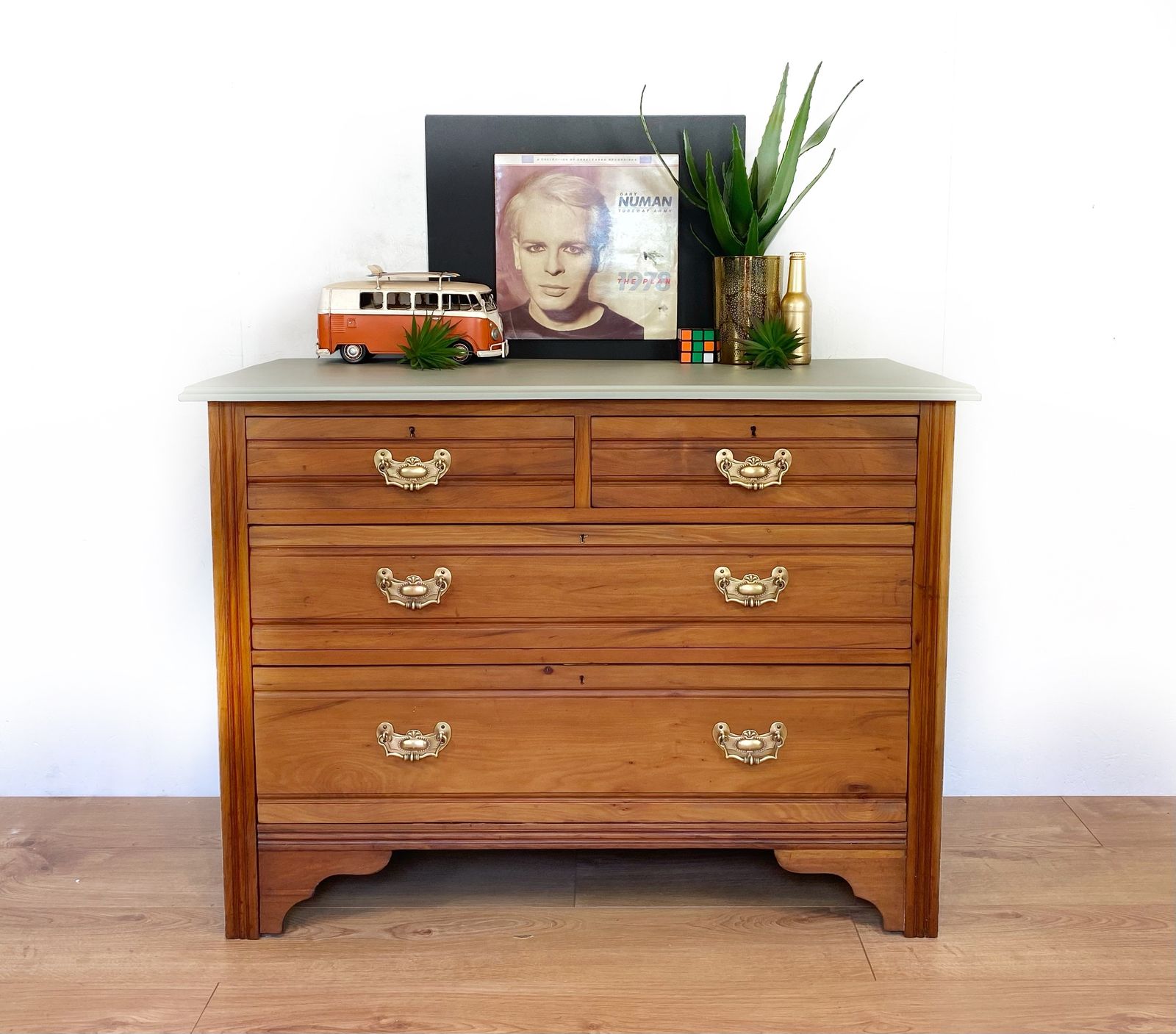 photo for sale Chest Of Drawers, Satinwood Duck Egg Blue, 1950s Mid Century