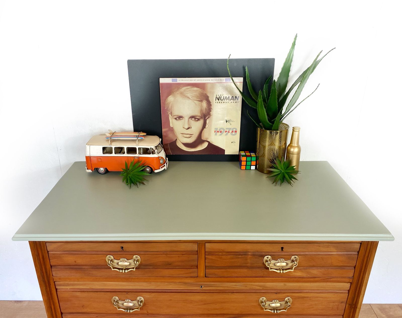 Furniture Chest Of Drawers, Satinwood Duck Egg Blue, 1950s Mid Century photo
