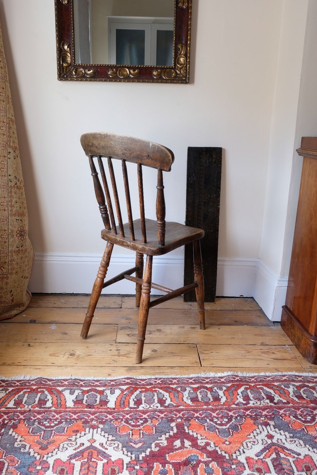 Painted Ash And Elm Windsor Spindle Back Chair Circa 1890s photo vintage