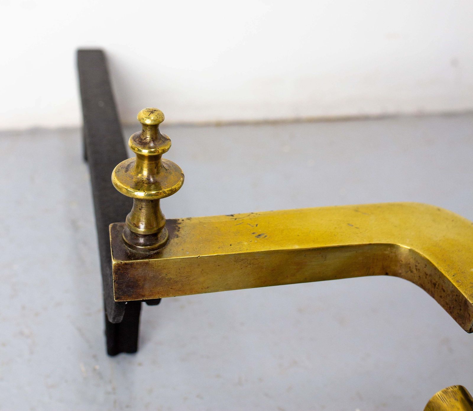 photo furniture Pair Of Brass And Wrought Iron Andirons, France, 18th Century