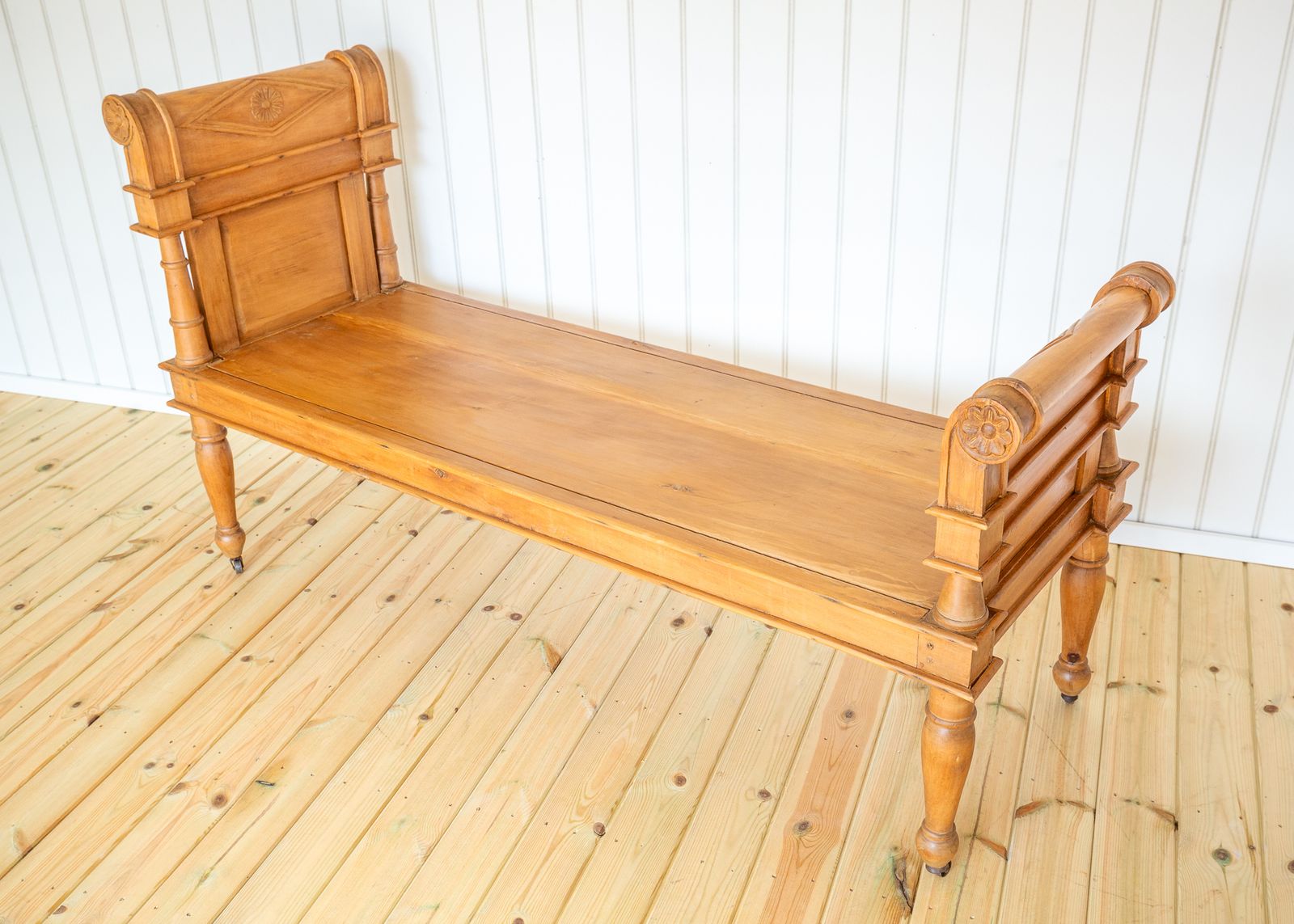 photo for sale Large Blonde Window Seat Daybed Banquette Benc.H Neoclassical Directoire Empire Antiqu.E Regency Style Stripped Pine