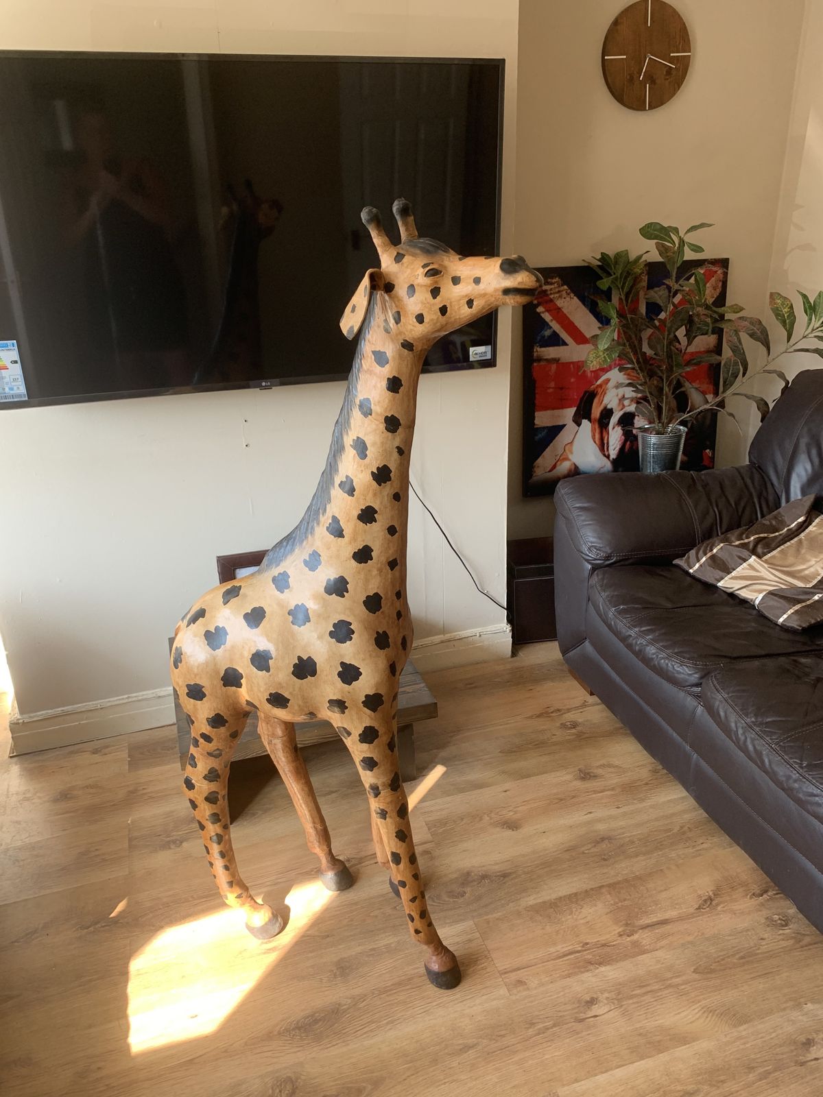 Rare Huge Vintage 1950’s Leather Decorative Giraffe 20th Century 1950’s photo 1250.0