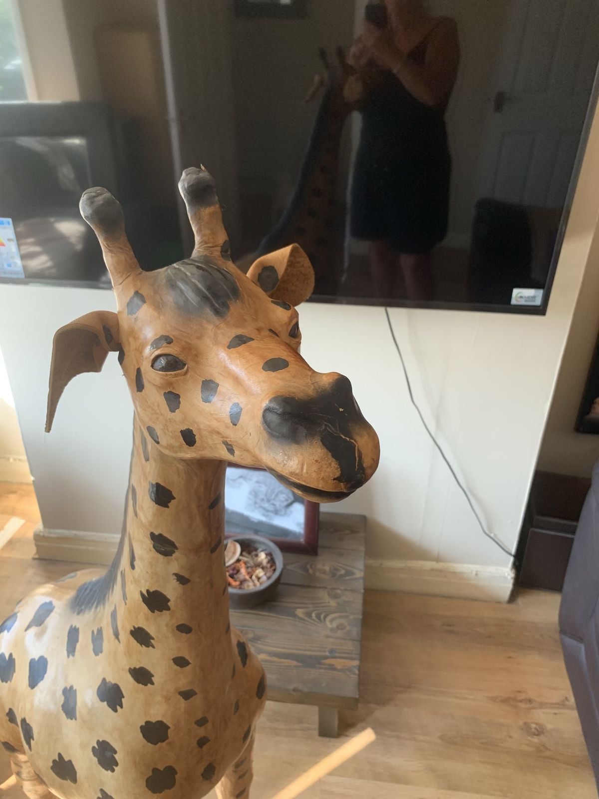 Rare Huge Vintage 1950’s Leather Decorative Giraffe 20th Century 1950’s photo vintage