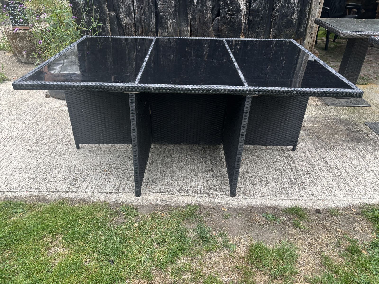 Glass & Rattan Garden Table photo vinterior