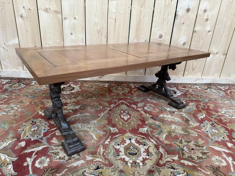 Table Basse Pieds Fonte Et Plateau Bois Parquet photo vinterior