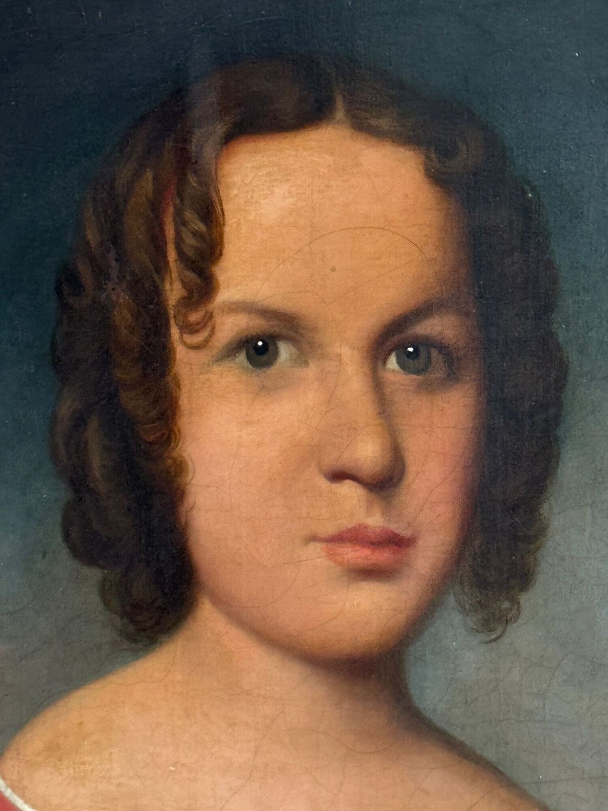 English Naive School Portrait, 1800s photo furniture