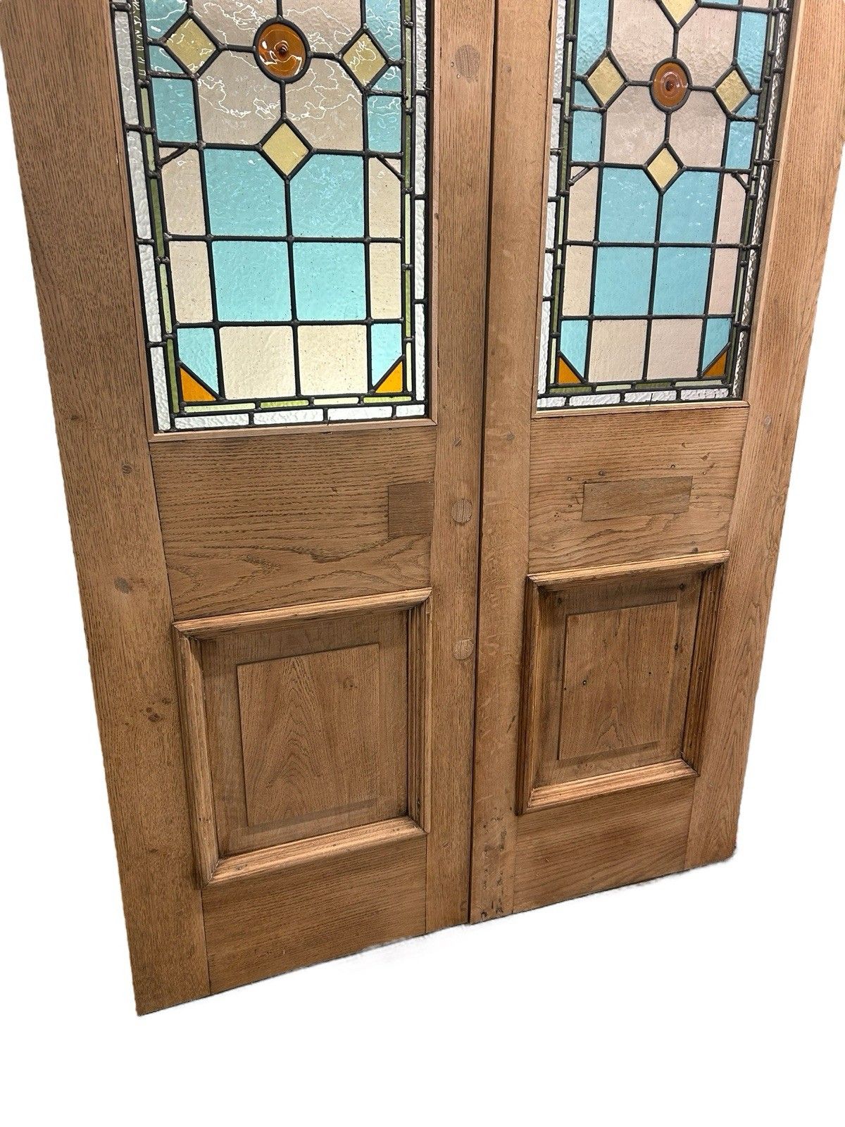 photo for sale Victorian Stained Glass French Front Doors Reclaimed Period Old Antique Lead