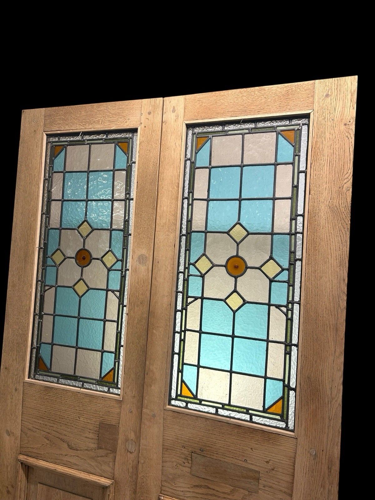 3363.0 Victorian Stained Glass French Front Doors Reclaimed Period Old Antique Lead photo
