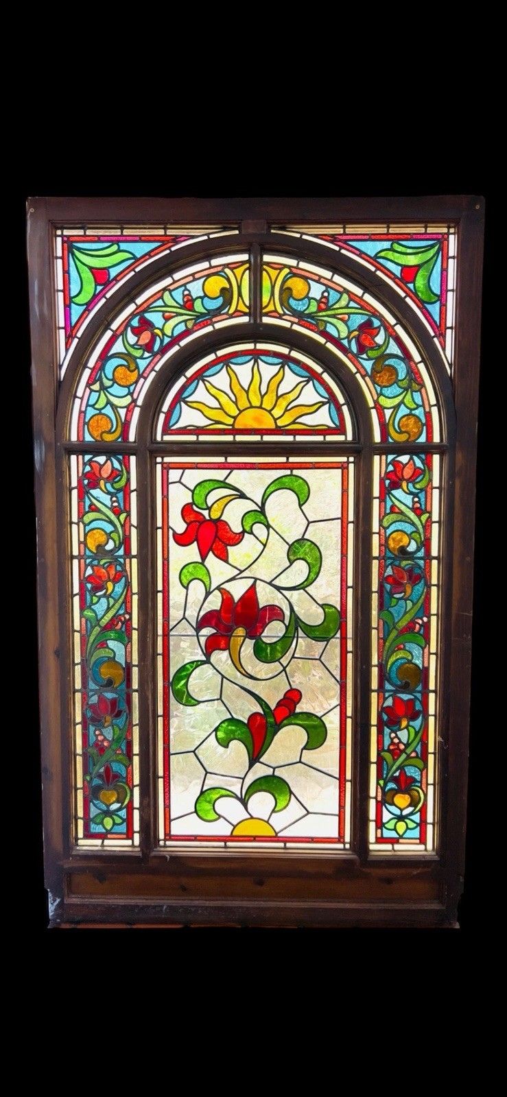 X Large Stained Glass Window Panel Reclaimed Period Antique Lead Old Edwardian photo furniture