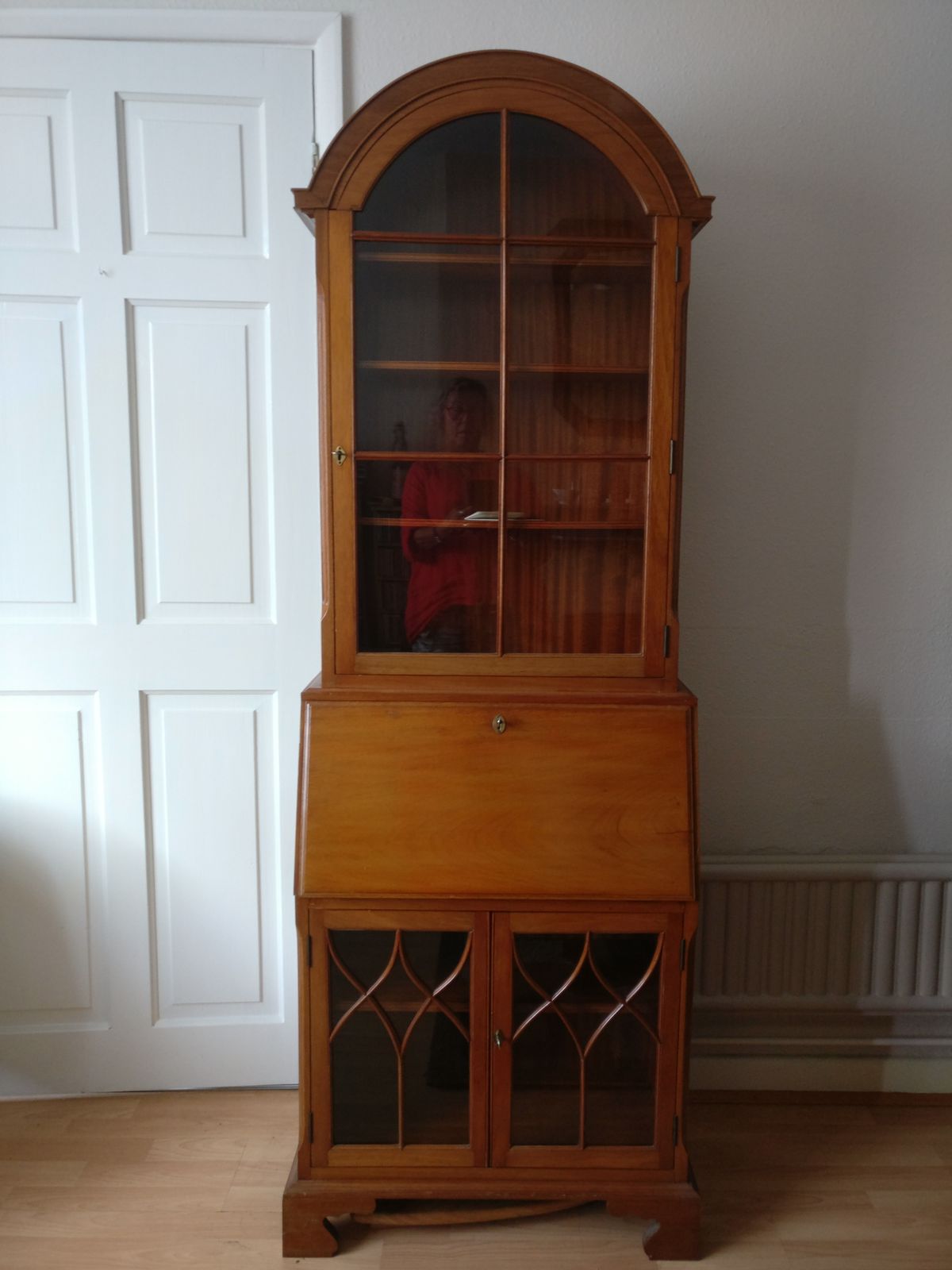 Honduras Mahogany Display Cabinet/Bureau, Hand Made.