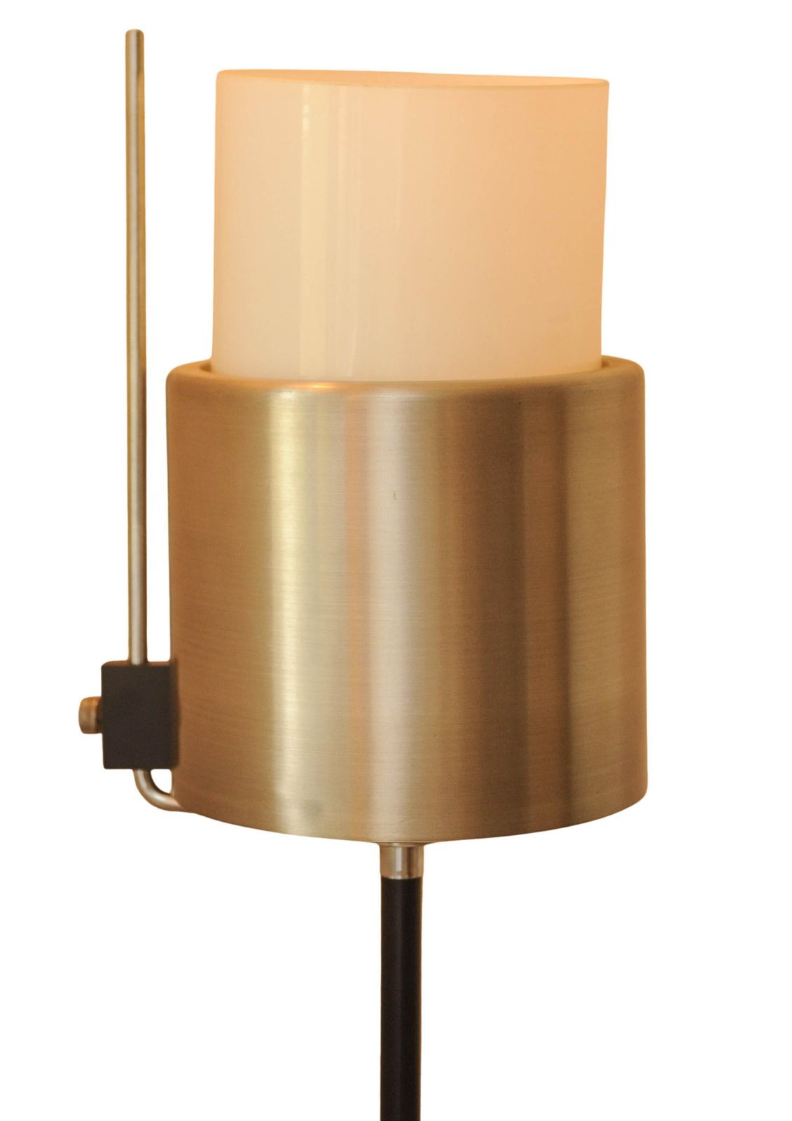 An Innovative Designed Brushed Aluminium & Steel Floor Lamp With A Cylindrical Milk Glass Shade. Perfect For A Lounge Or Office Setting photo 2100.0