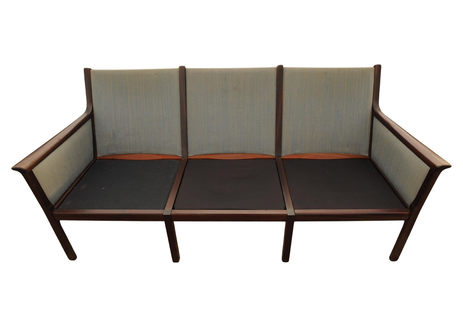 Ole Wanscher Mid Century Three Seat Mahogany Frame Sofa In Original Upholstery By Poul Jeppesens, Made In Denmark photo vintage