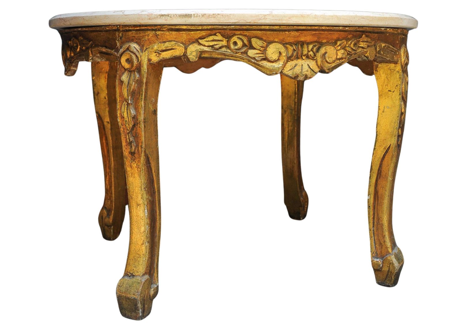 French 19th Century Giltwood & Veined Marble Topped Circular Salon Table In The Baroque Revival Style photo buy