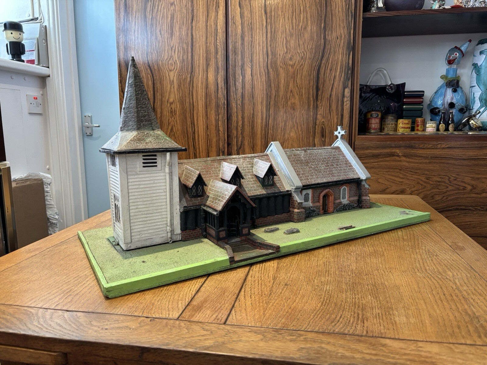 Greensted Church, Ongar, Essex, Large Old Metal & Wooden Scale Model, Superb