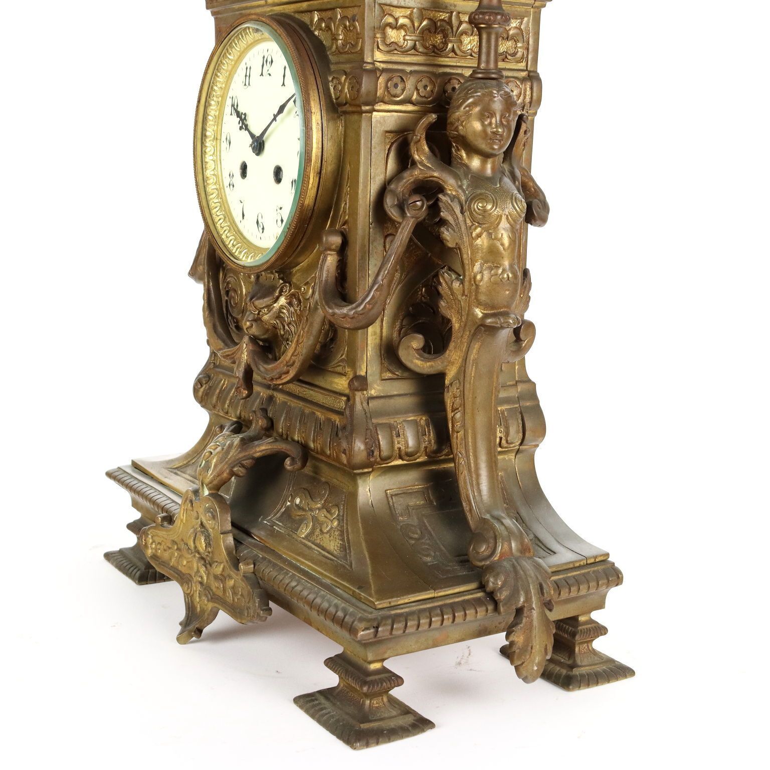Triptych Clock Bronze France XIX Century photo vintage