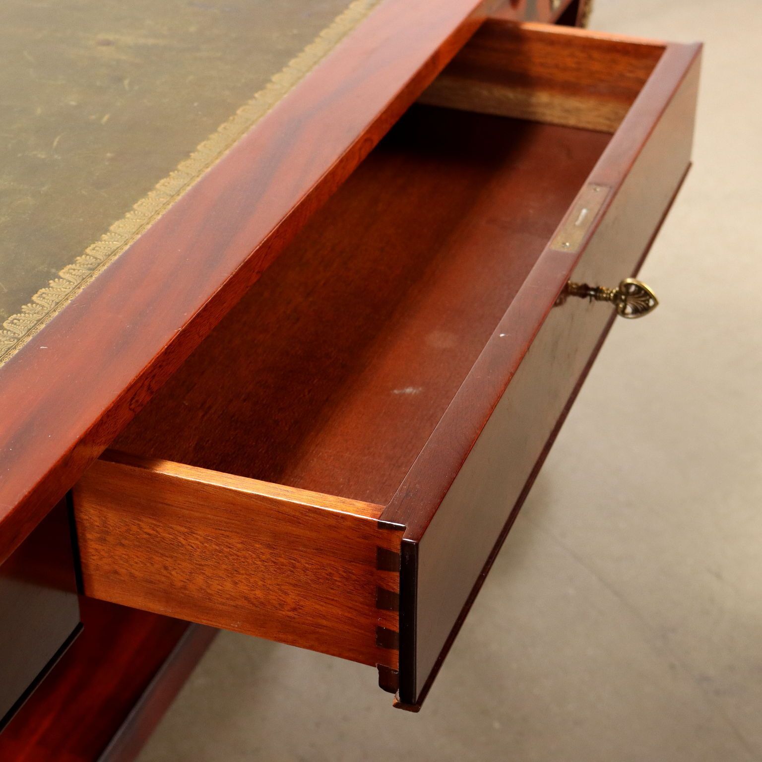 Antique Writing Desk Bureau Plat Empire Italy '900 Mahogany Veneered photo vintage