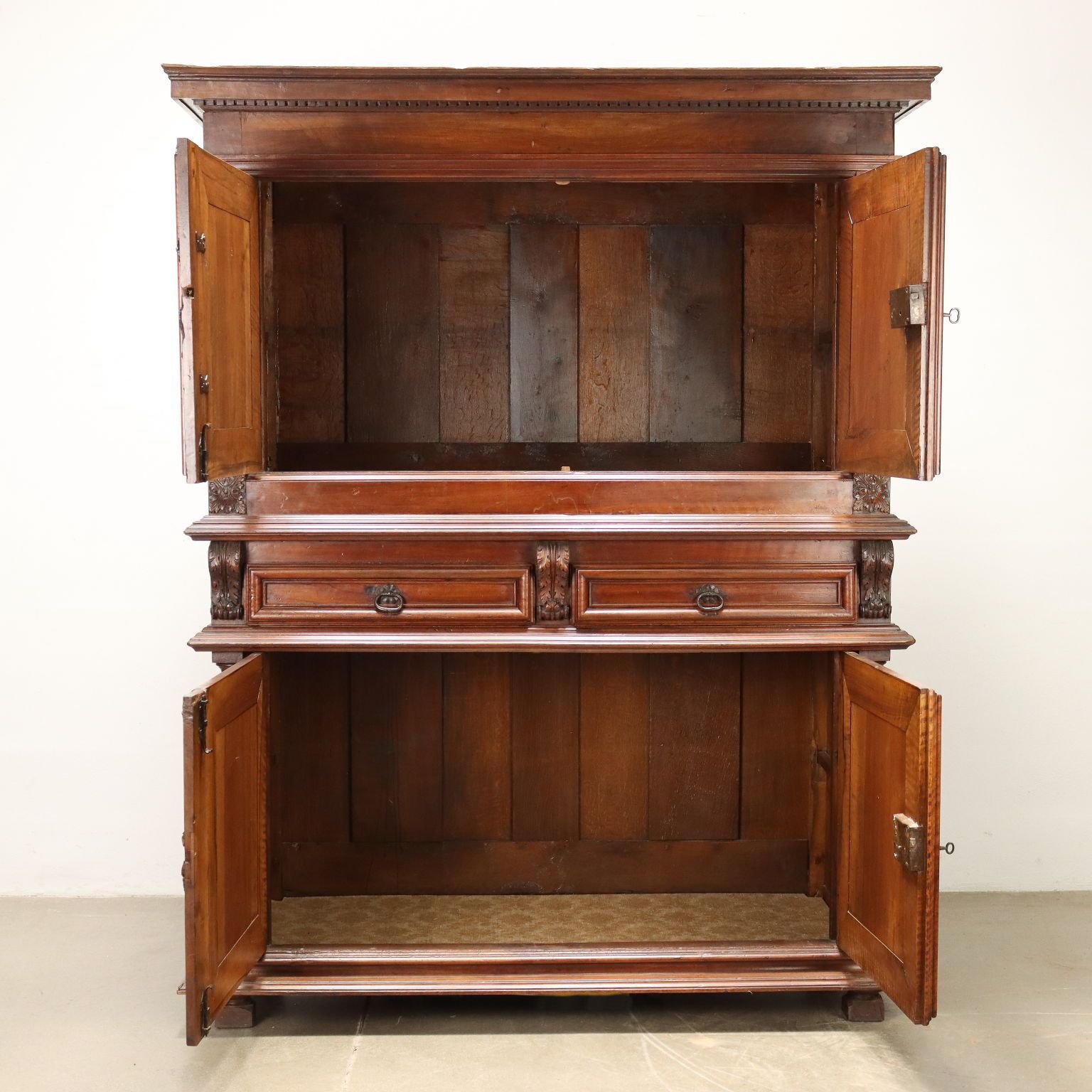photo furniture Antique Cupboard Walnut Double Top Provence XVIII Century