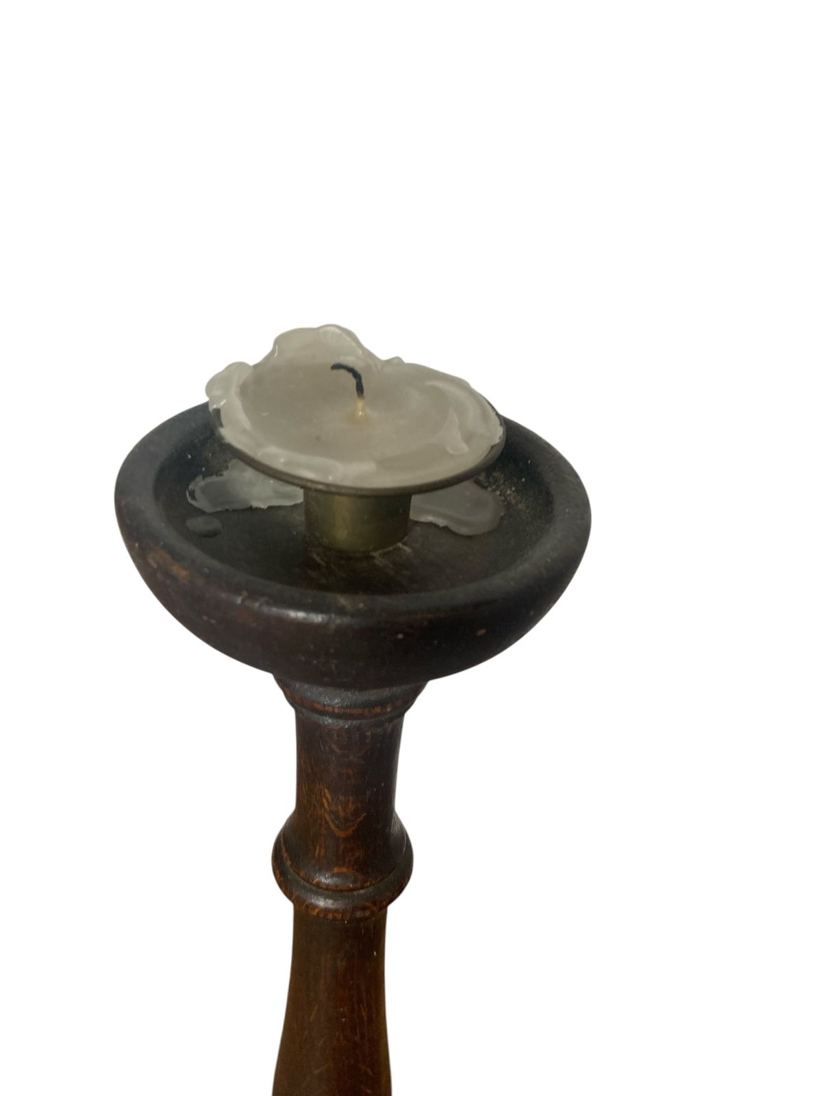 Antique Turned Wooden Candle Holder Circa 1800's photo 135.0