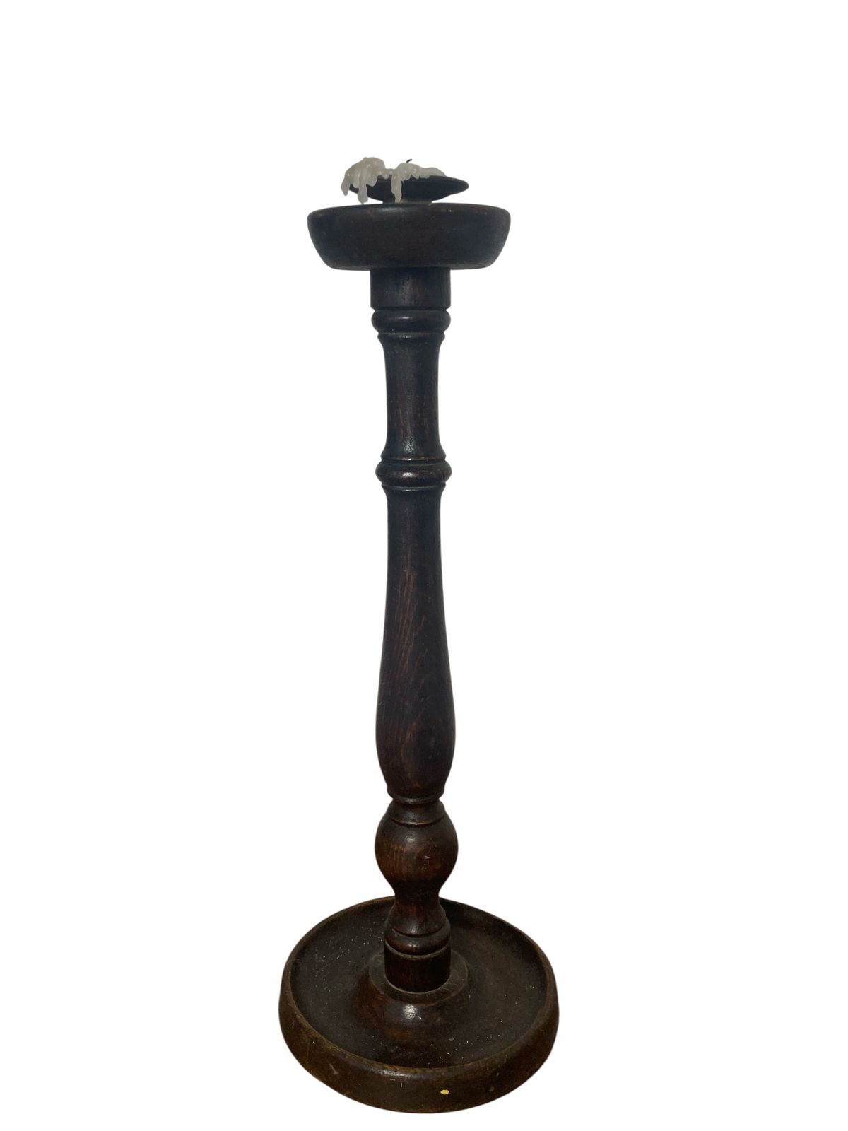Antique Turned Wooden Candle Holder Circa 1800's
