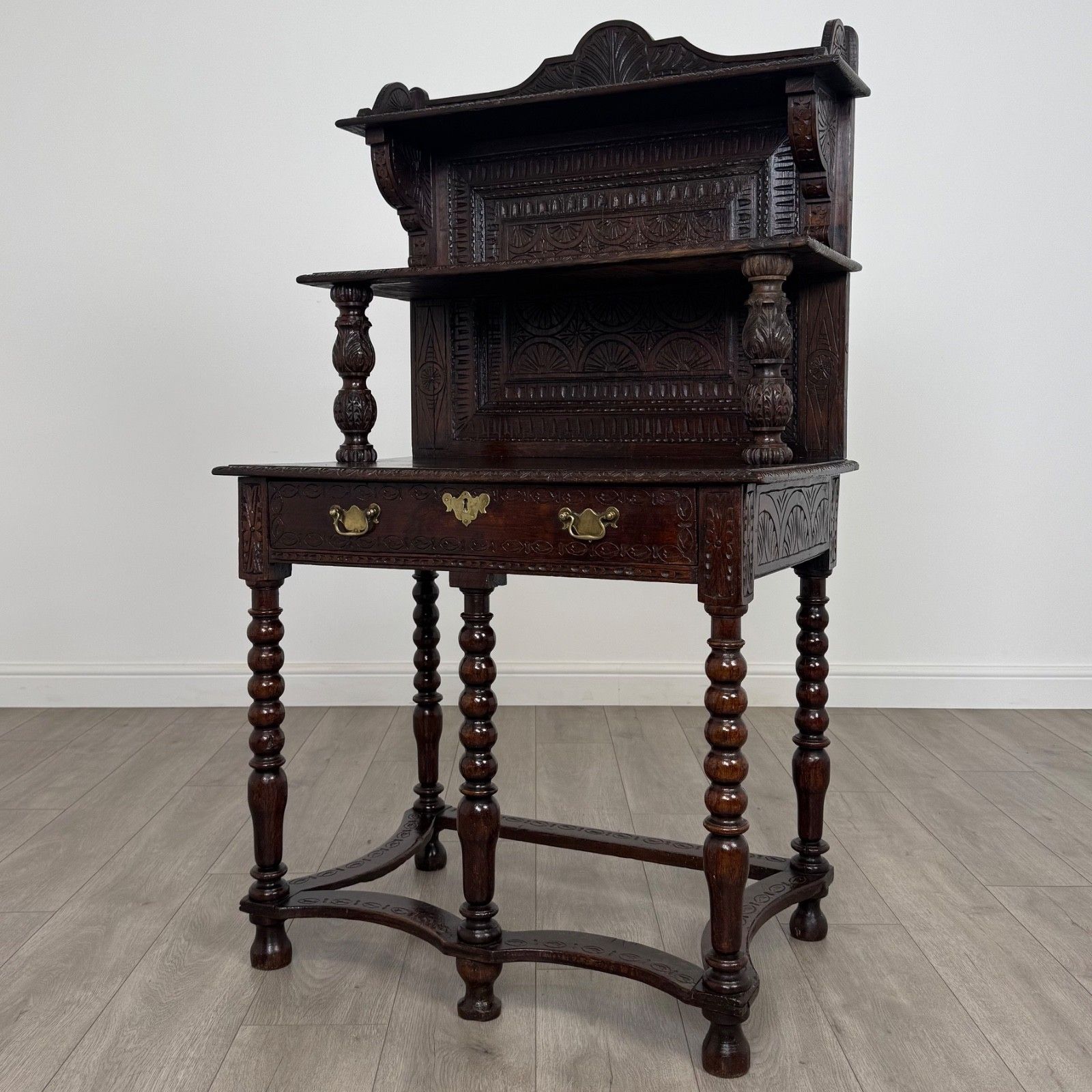 Antique 19th Century Bobbin Turned Side Table In Oak photo furniture