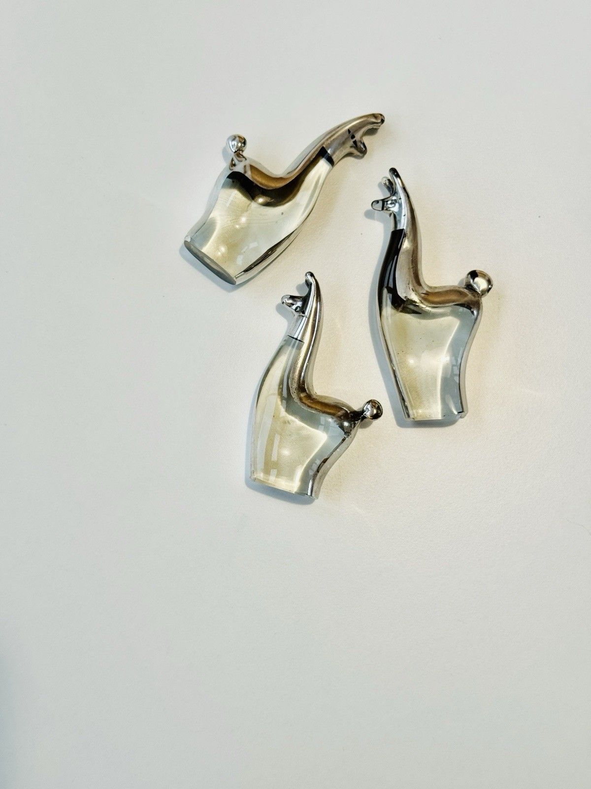 Set Of 3 Seclen Artesanos Peru Art Blown Glass Llama Figurines W/ Silver Overlay photo furniture