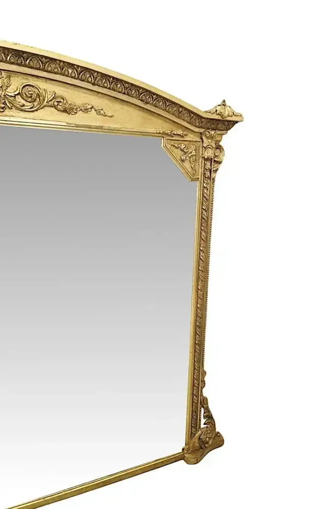 A Fabulous Large 19th Century Giltwood Overmantel Mirror With Original Back And Glass photo 6854.614