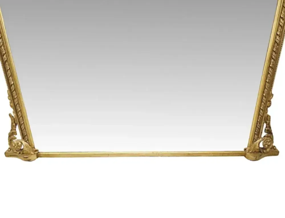 A Fabulous Large 19th Century Giltwood Overmantel Mirror With Original Back And Glass photo vinterior