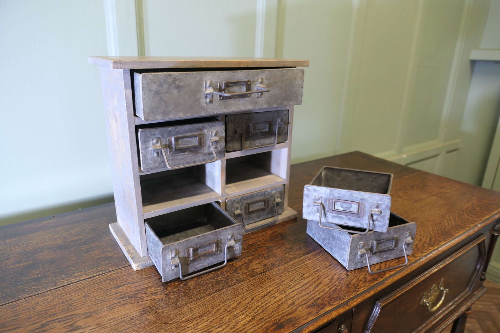Industrial Look Metal Filing Drawers, Collector Cabinet photo Furniture