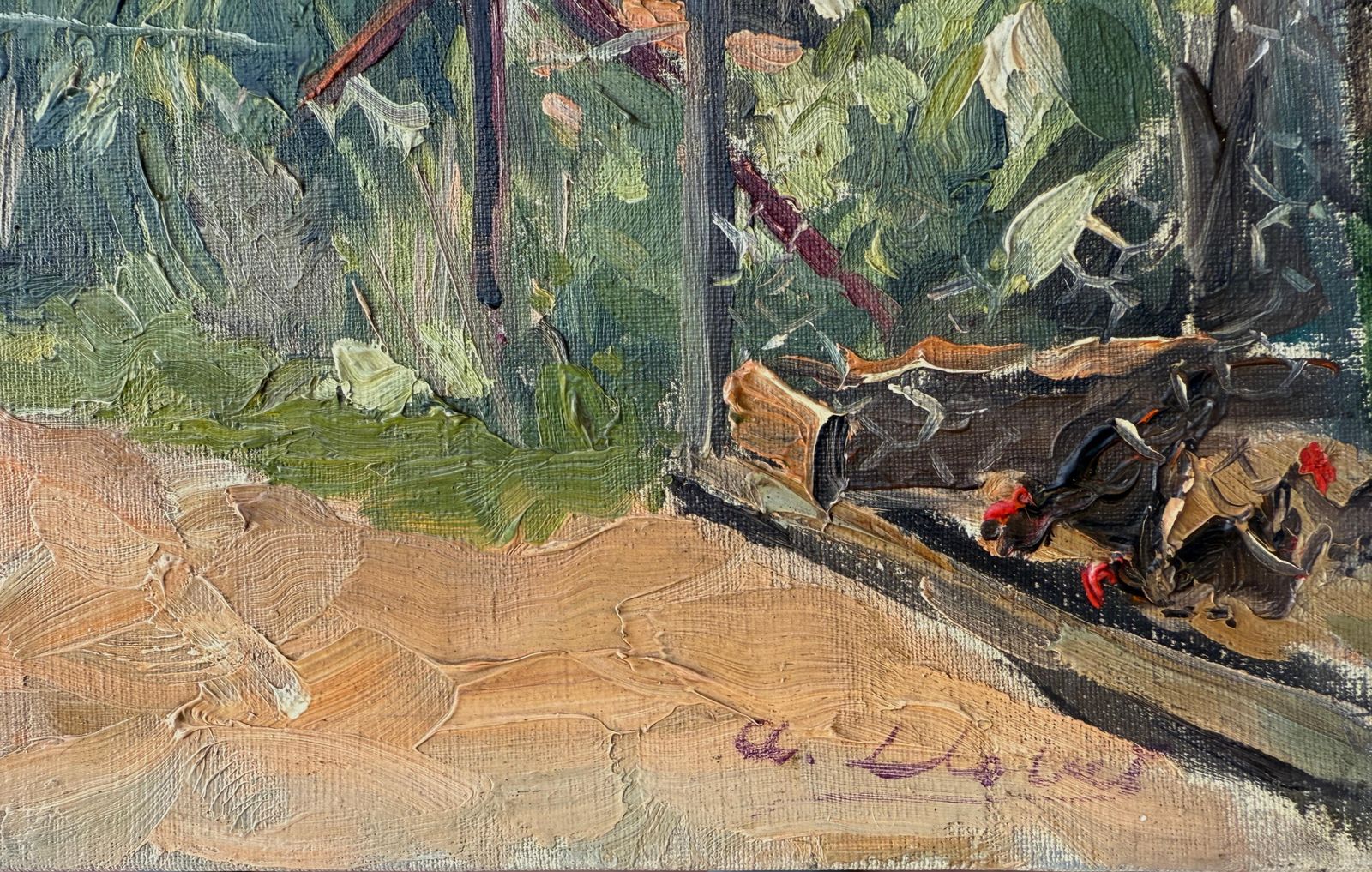 Antoni Llobet Aracil Rincón De Horta Barcelona Spain Oil On Canvas Painting Spanish Landscape C.1960 photo furniture