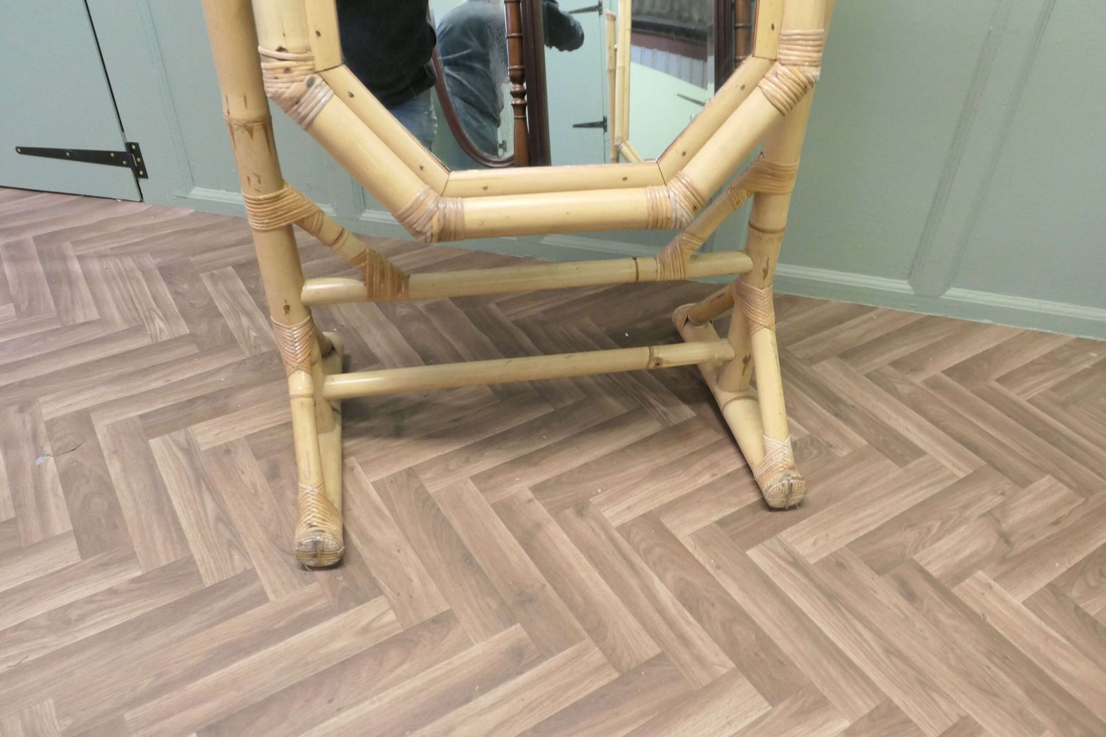 Art Deco Giant Bamboo Cheval Mirror This Is A Very Attractive Piece, The Tall Mirror Is F photo Home Decor