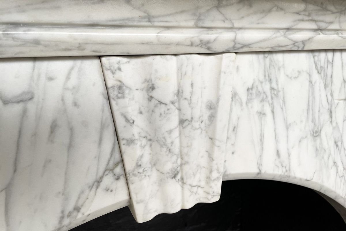 Reclaimed Arched Victorian Carrara Marble Fireplace Surround photo vinterior