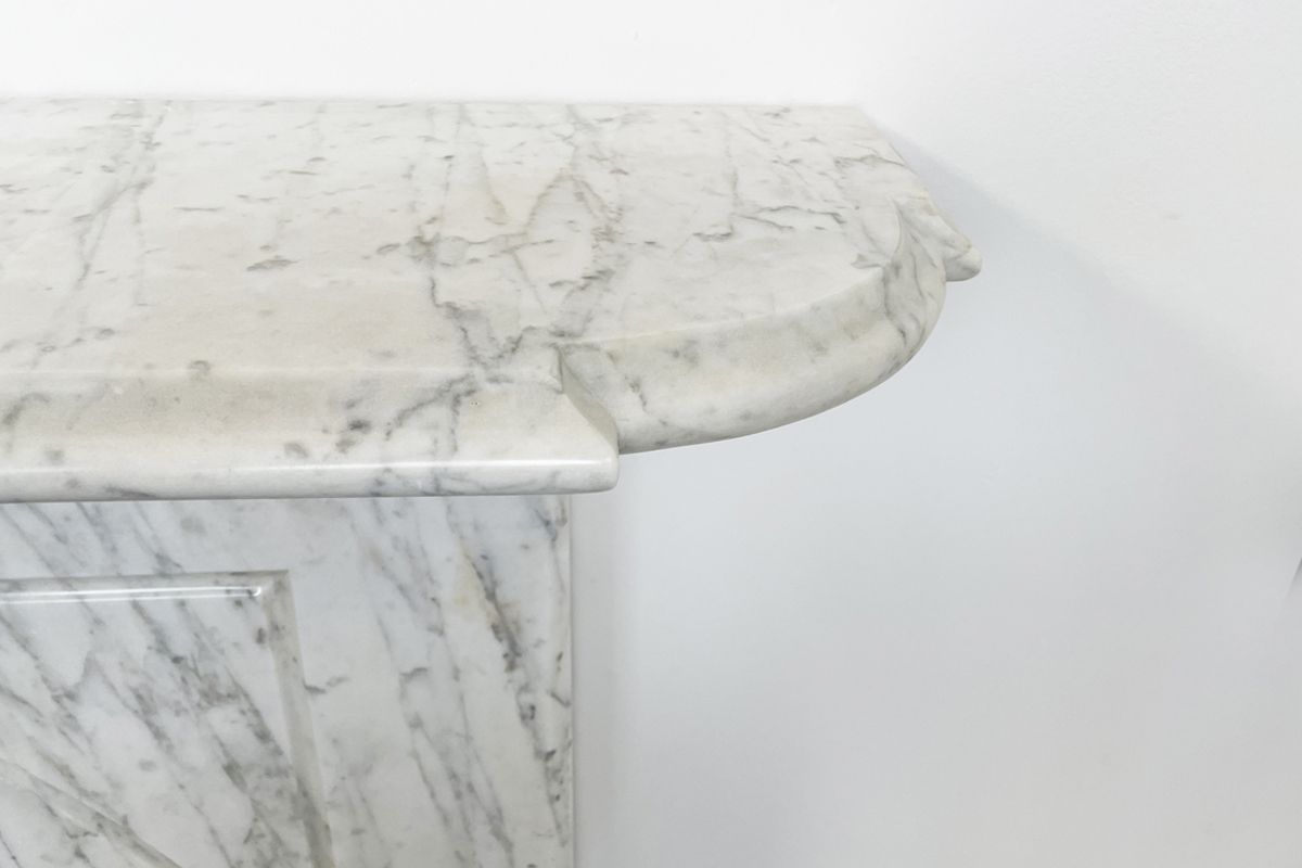 photo furniture Reclaimed Arched Victorian Carrara Marble Fireplace Surround