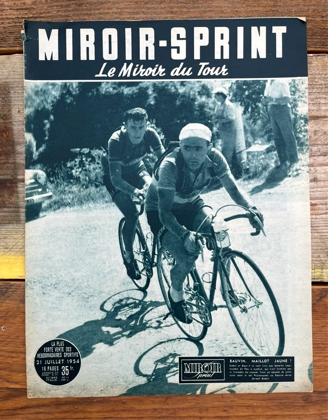 Tour De France Vintage Print 1954 Gilbert Bauvin