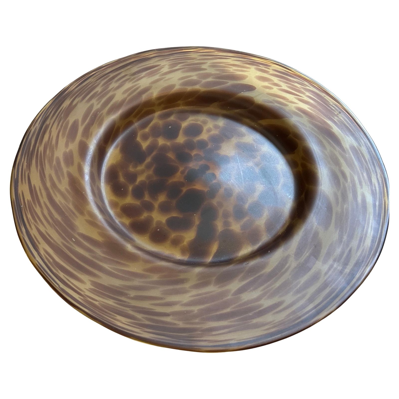 1970s Modern Faux Tortoise Shell Glass Italian Round Centerpiece