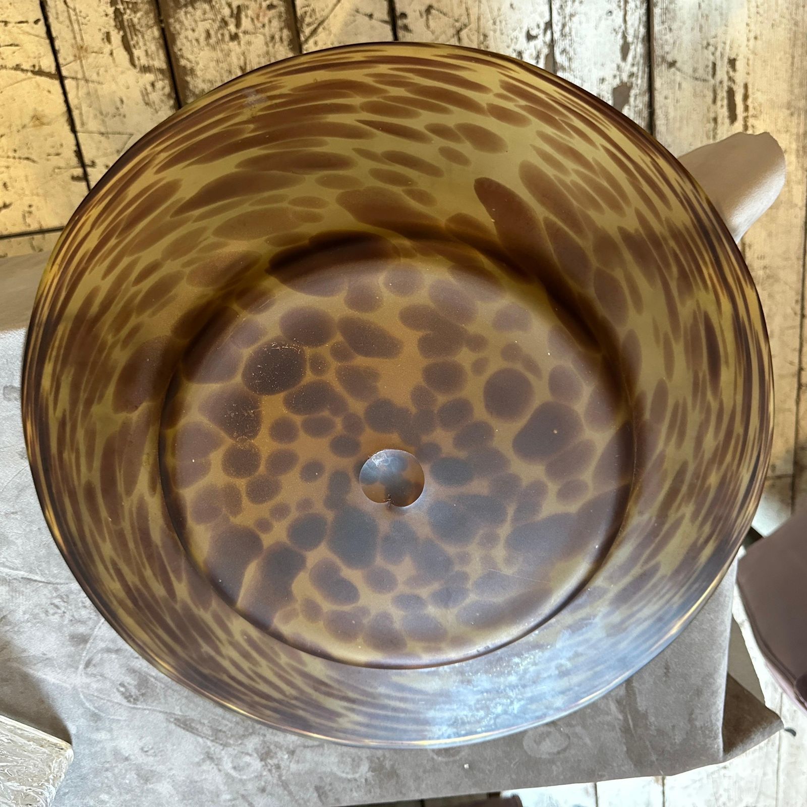 1970s Modern Faux Tortoise Shell Glass Italian Round Centerpiece photo 700.0