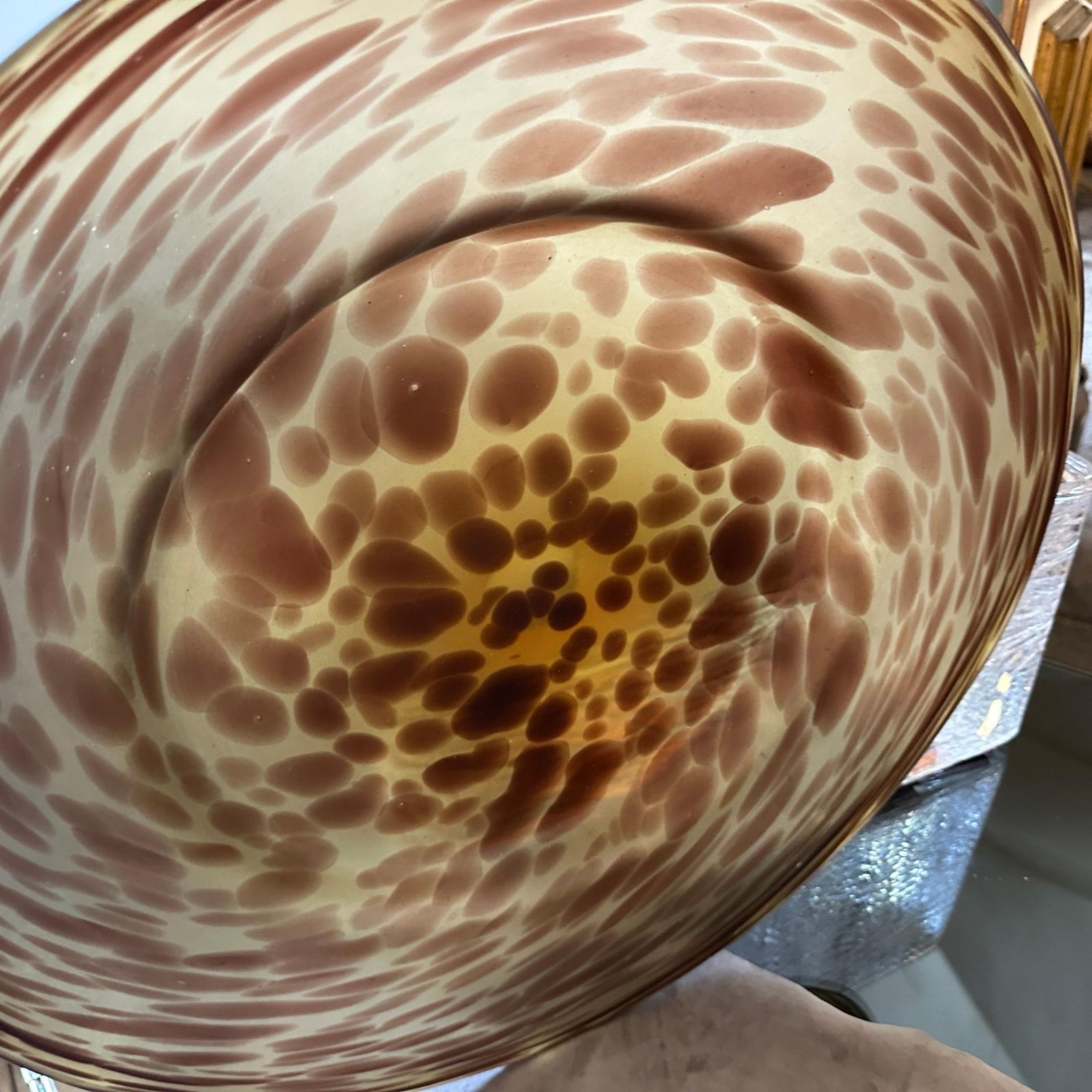 1970s Modern Faux Tortoise Shell Glass Italian Round Centerpiece photo vintage