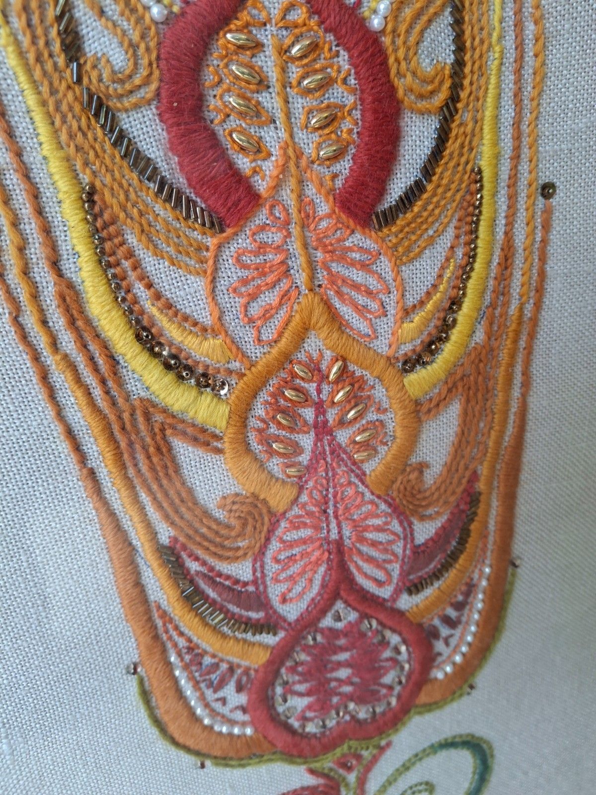 Fab Vintage Needlework Textile Harvest Wall Art Embroidery Crewel Penelope 1970s photo vintage
